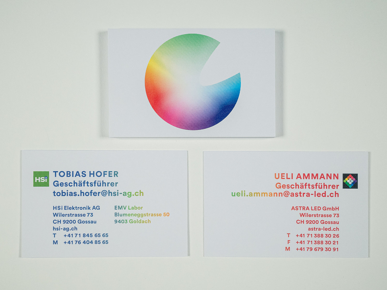 Visitenkarten HSI Elektronik und ASTRA LED