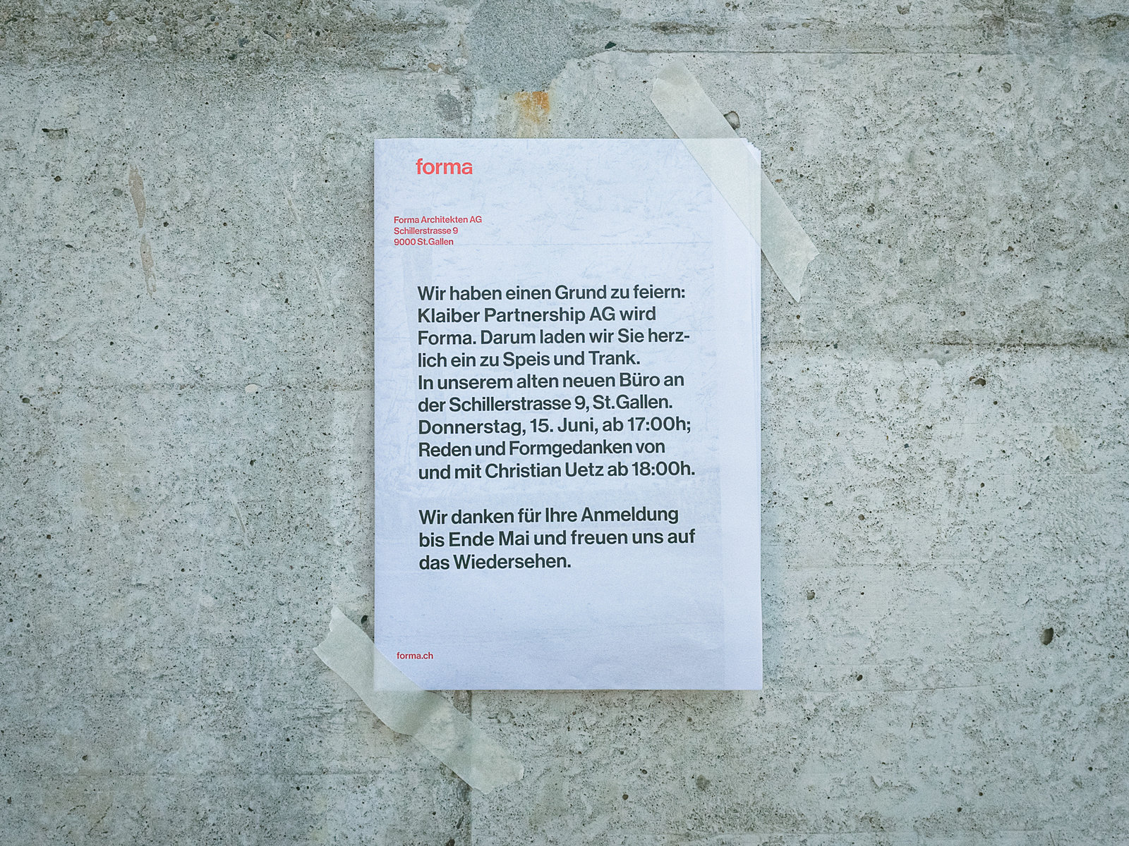 Einladungskarte forma Architekten