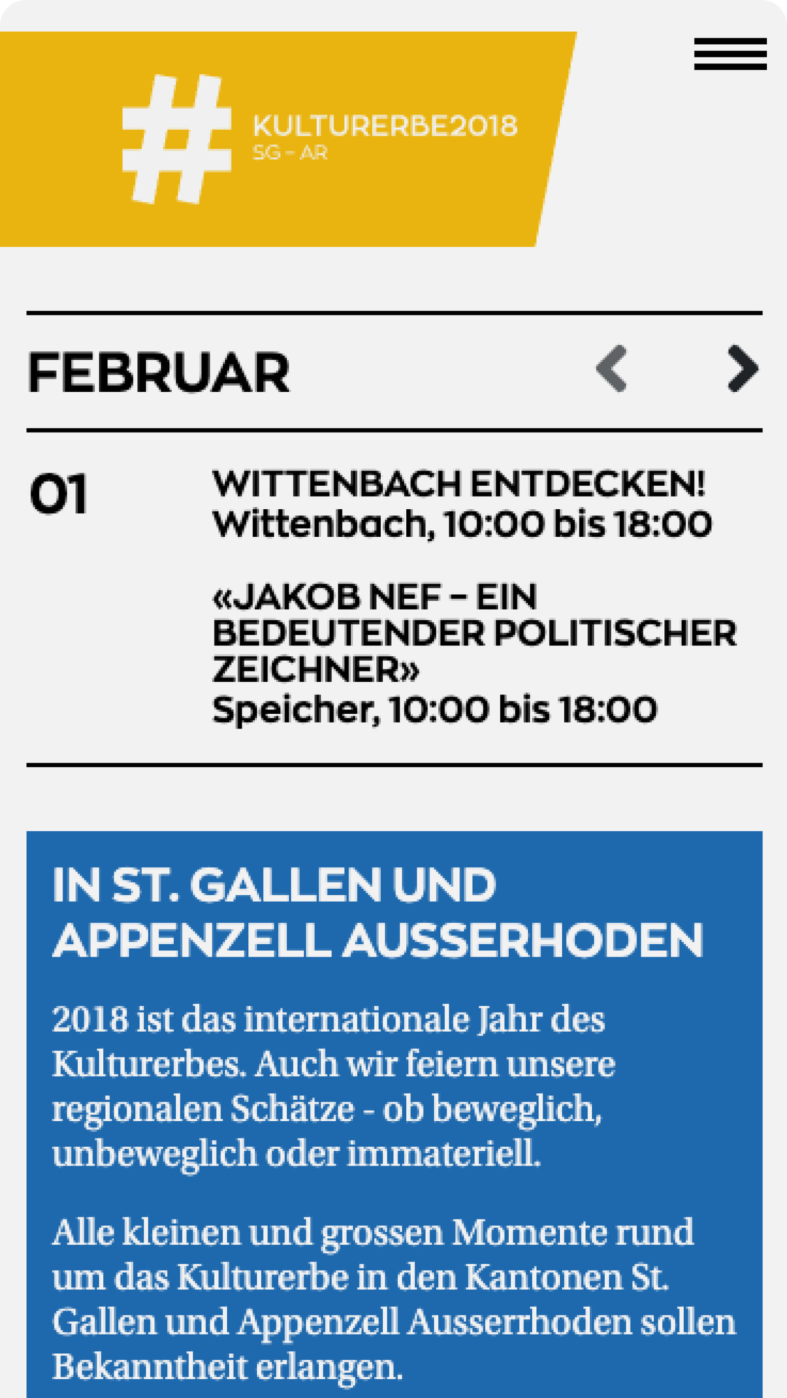 Agenda und Geschichten-Sammlung «Kulturerbe 2018 | SG-AR»