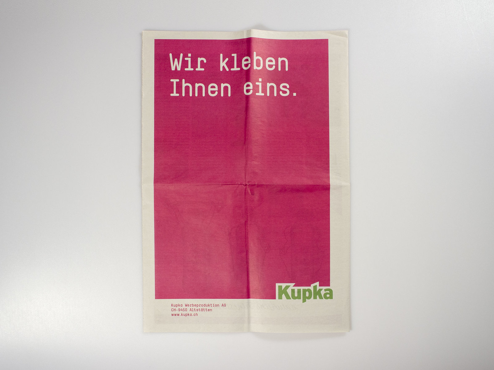 Inserat Kupka Werbeproduktion