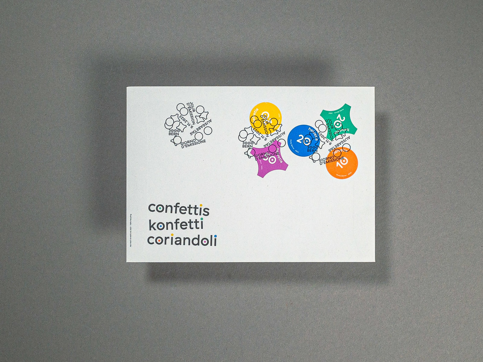 Ersttagesumschlag mit Sonderstempel zur Briefmarke Konfetti