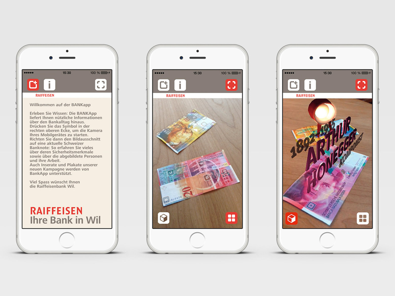 Augmented Reality App für Raiffeisenbank Wil